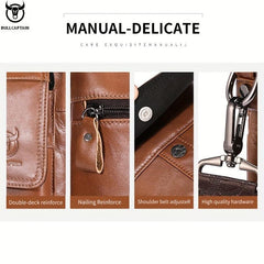 BULLCAPTAIN Men's Leather Crossbody Bag Large Capacity Multifunctional