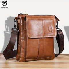 BULLCAPTAIN Men's Leather Crossbody Bag Large Capacity Multifunctional