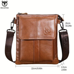 BULLCAPTAIN Men's Leather Crossbody Bag Large Capacity Multifunctional
