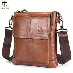 BULLCAPTAIN Men's Leather Crossbody Bag Large Capacity Multifunctional
