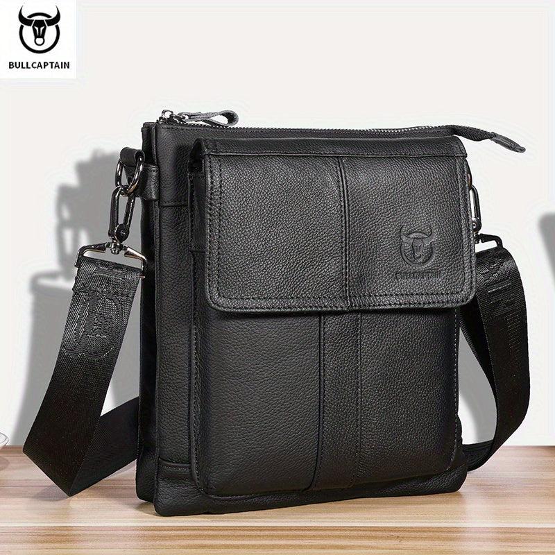 BULLCAPTAIN Men's Leather Crossbody Bag Large Capacity Multifunctional
