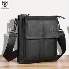 BULLCAPTAIN Men's Leather Crossbody Bag Large Capacity Multifunctional