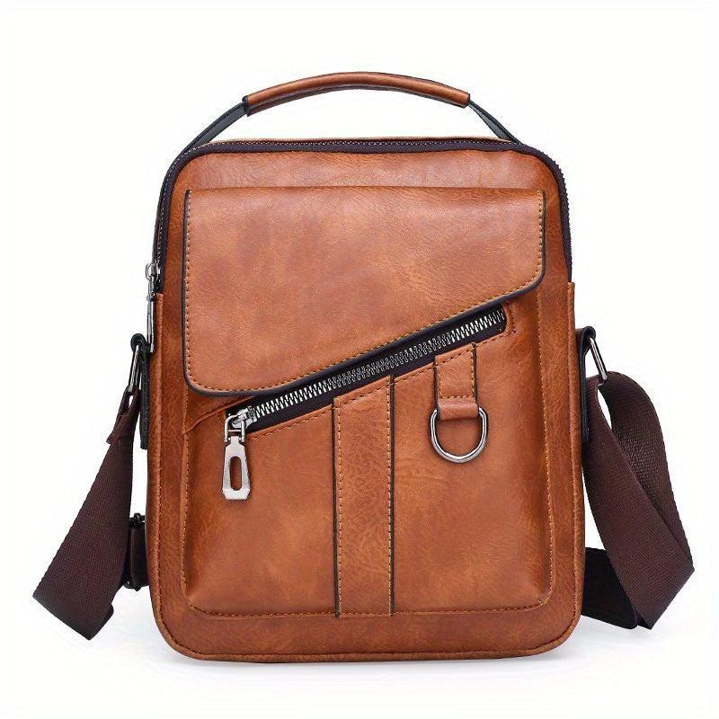 Men's Leather Crossbody Bag Vintage Diagonal Shoulder Bag