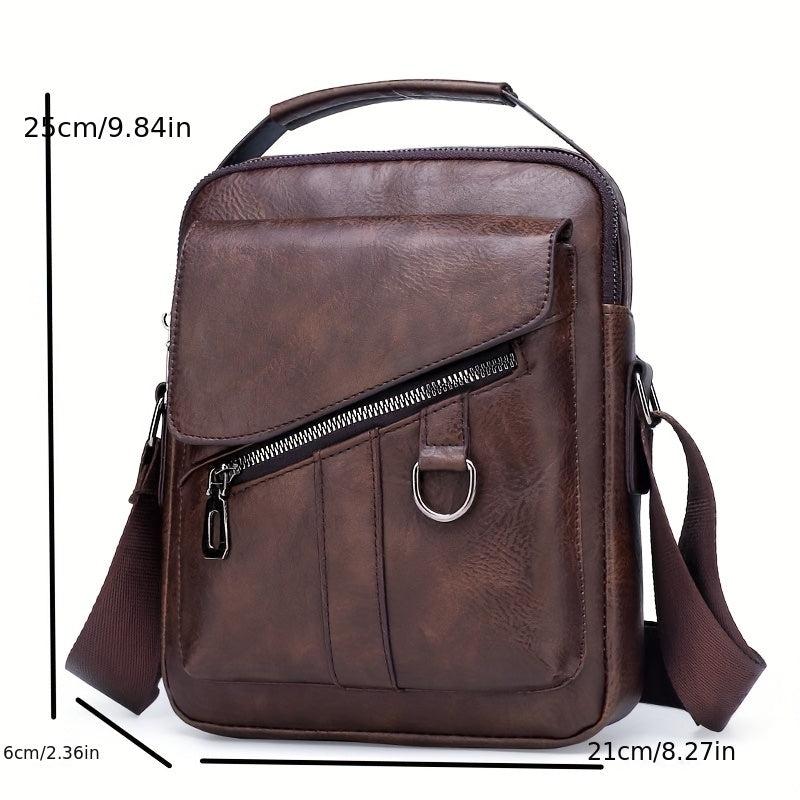 Men's Leather Crossbody Bag Vintage Diagonal Shoulder Bag