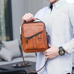 Men's Leather Crossbody Bag Vintage Diagonal Shoulder Bag