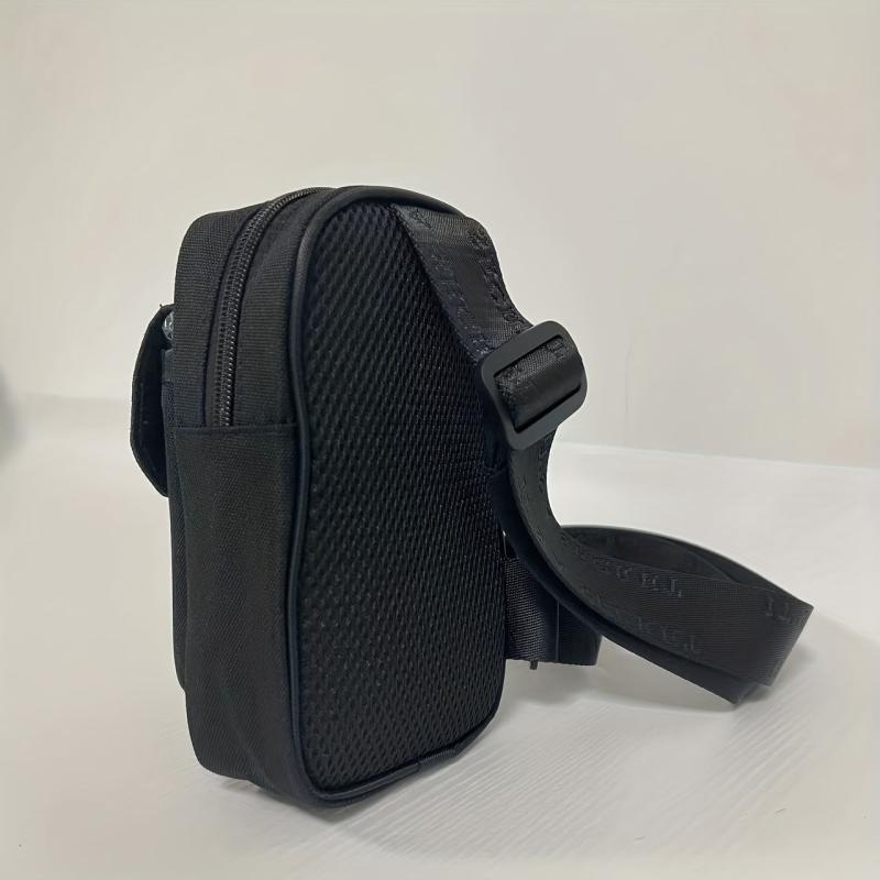 Men's Crossbody Bag with Cross Decor, Phone Holder, Multifunctional Shoulder Bag