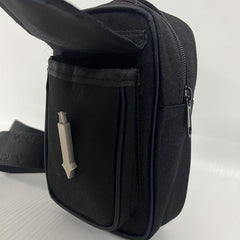 Men's Crossbody Bag with Cross Decor, Phone Holder, Multifunctional Shoulder Bag
