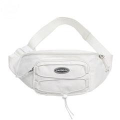 Letter Patch Decor Fanny Pack Zipper Crossbody Bag Waist Purse