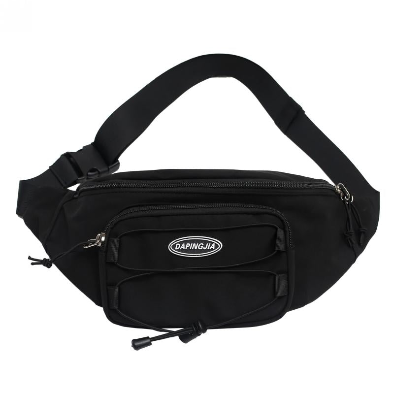 Letter Patch Decor Fanny Pack Zipper Crossbody Bag Waist Purse