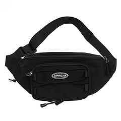 Letter Patch Decor Fanny Pack Zipper Crossbody Bag Waist Purse