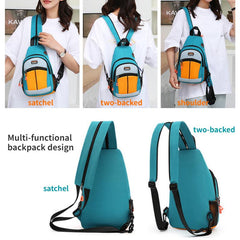 Colorblock Sling Bag Zipper Chest Outdoor Sports Storage Bag
