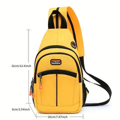 Colorblock Sling Bag Zipper Chest Outdoor Sports Storage Bag