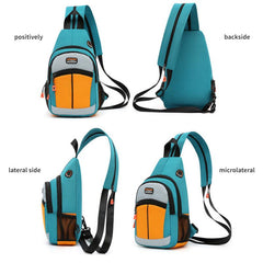 Colorblock Sling Bag Zipper Chest Outdoor Sports Storage Bag