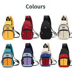 Colorblock Sling Bag Zipper Chest Outdoor Sports Storage Bag