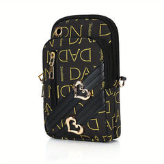 Colorblock Letter Print Arm Bag Zipper Crossbody Bag
