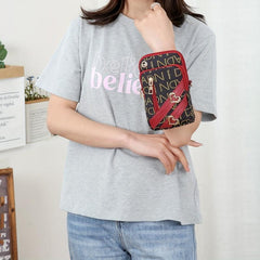 Colorblock Letter Print Arm Bag Zipper Crossbody Bag