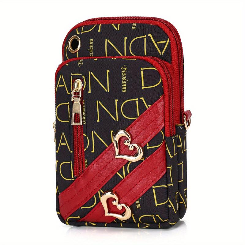 Colorblock Letter Print Arm Bag Zipper Crossbody Bag