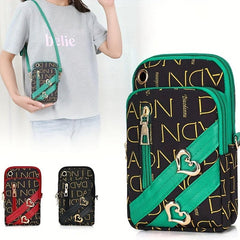 Colorblock Letter Print Arm Bag Zipper Crossbody Bag