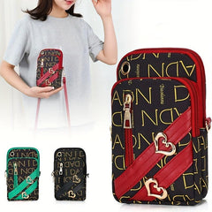 Colorblock Letter Print Arm Bag Zipper Crossbody Bag