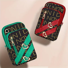 Colorblock Letter Print Arm Bag Zipper Crossbody Bag
