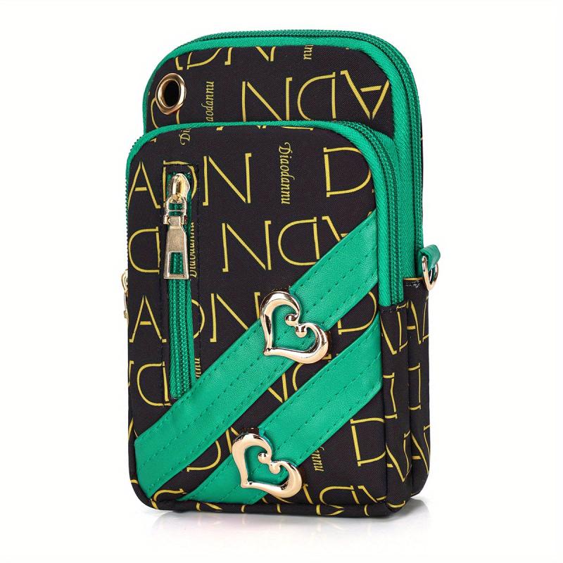 Colorblock Letter Print Arm Bag Zipper Crossbody Bag