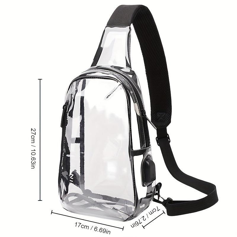 Clear Sling Bag USB Charging Stadium Approved Chest Bag Crossbody Bag
