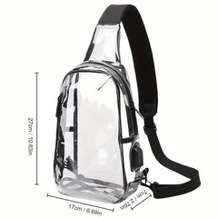Clear Sling Bag USB Charging Stadium Approved Chest Bag Crossbody Bag