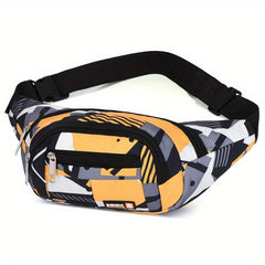 Geometric Pattern Waist Bag Casual Sports Running Storage Bag