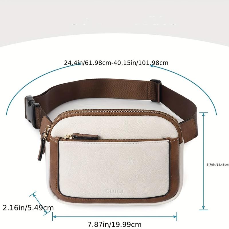 Colorblock Waist Bag Zipper Belt Bag for Women - Outdoor Purse