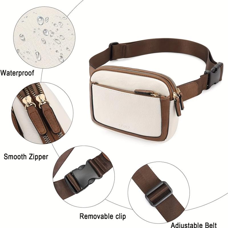Colorblock Waist Bag Zipper Belt Bag for Women - Outdoor Purse