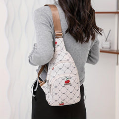 Cherry Print Nylon Sling Crossbody Bag Women's Chest Bag