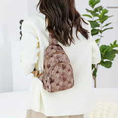 Cherry Print Nylon Sling Crossbody Bag Women's Chest Bag