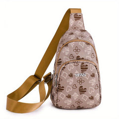 Cherry Print Nylon Sling Crossbody Bag Women's Chest Bag