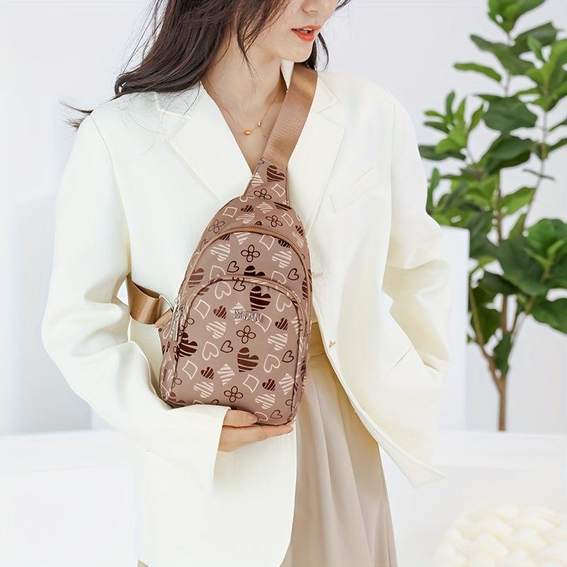 Cherry Print Nylon Sling Crossbody Bag Women's Chest Bag