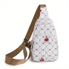 Cherry Print Nylon Sling Crossbody Bag Women's Chest Bag