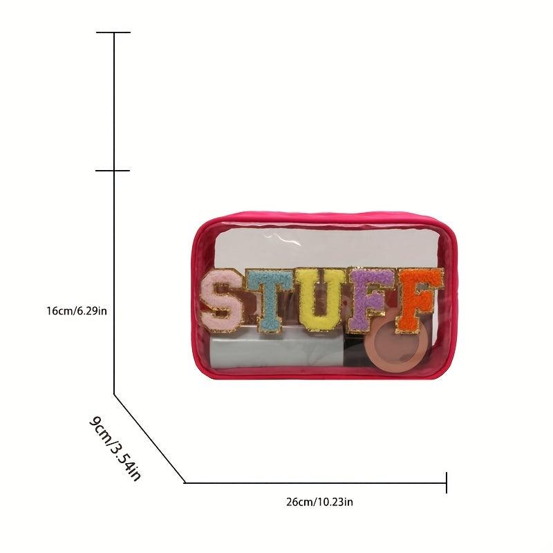 Waterproof Transparent PVC Embroidery Letter Cosmetic Bag Large Capacity