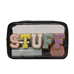 Waterproof Transparent PVC Embroidery Letter Cosmetic Bag Large Capacity