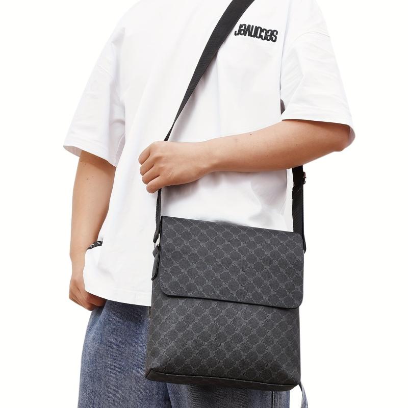 Men's Casual Shoulder Messenger Bag Flap Vertical Crossbody Briefcase Bag