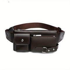 Men's PU Leather Waist Bag Outdoor Casual Waist Bag Business