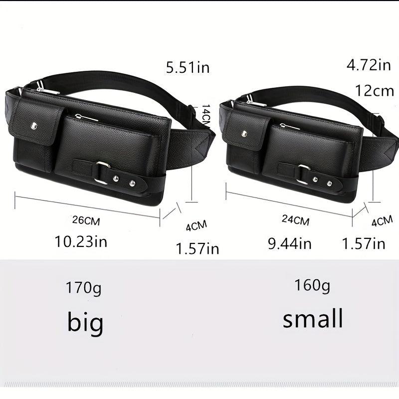 Men's PU Leather Waist Bag Outdoor Casual Waist Bag Business