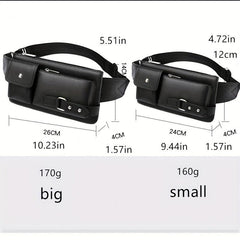 Men's PU Leather Waist Bag Outdoor Casual Waist Bag Business
