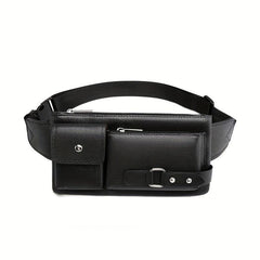 Men's PU Leather Waist Bag Outdoor Casual Waist Bag Business