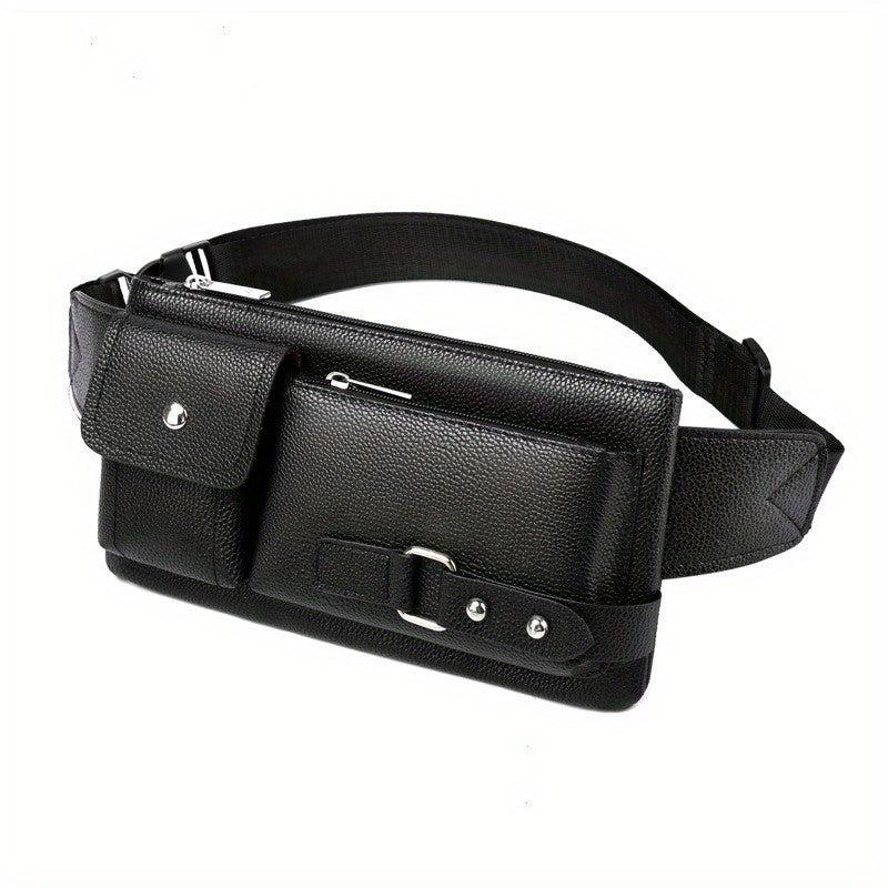 Men's PU Leather Waist Bag Outdoor Casual Waist Bag Business