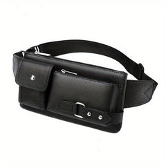 Men's PU Leather Waist Bag Outdoor Casual Waist Bag Business