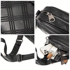 Men's Casual PU Leather Shoulder Bag Square Crossbody Bag