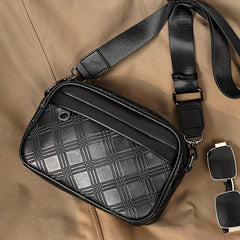 Men's Casual PU Leather Shoulder Bag Square Crossbody Bag