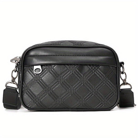 Men's Casual PU Leather Shoulder Bag Square Crossbody Bag