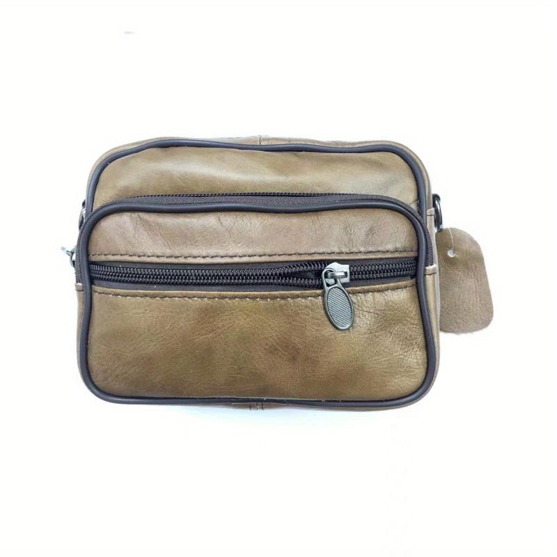 Men's Leather Shoulder Bag Small Satchel Crossbody Bag Durable Mobile Phone Bag