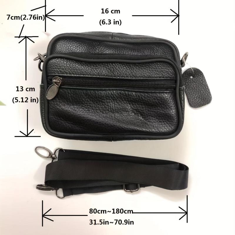 Men's Leather Shoulder Bag Small Satchel Crossbody Bag Durable Mobile Phone Bag