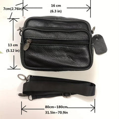 Men's Leather Shoulder Bag Small Satchel Crossbody Bag Durable Mobile Phone Bag